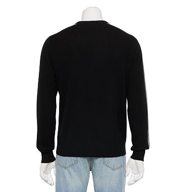 Men's For The Republic Long Sleeve Cashmere Crewneck Racing Stripe Sweater