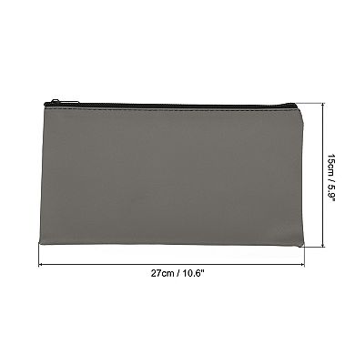 Waterproof Zipper Bags Leatherette Small Compact Bills Bank Deposit Storage Pouch for Office