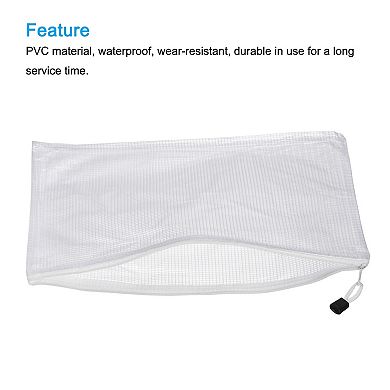 Mesh Zipper Bags, A3 Size Plastic Zip File Pouch Document Folders for Home Office Travel