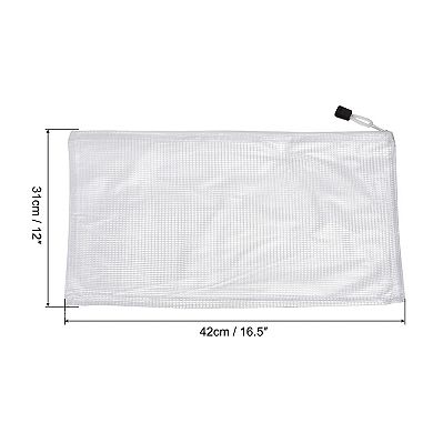 Mesh Zipper Bags, A3 Size Plastic Zip File Pouch Document Folders for Home Office Travel