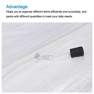 Mesh Zipper Bags, A3 Size Plastic Zip File Pouch Document Folders for Home Office Travel