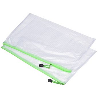 Mesh Zipper Bags, A3 Size Plastic Zip File Pouch Document Folders for Home Office Travel