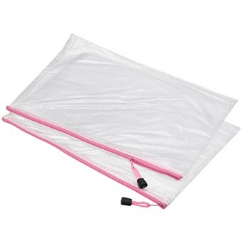 Mesh Zipper Bags, A3 Size Plastic Zip File Pouch Document Folders for Home Office Travel