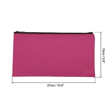 Waterproof Zipper Bag Leatherette Small Compact Bills Bank Deposit Storage Pouch for Office