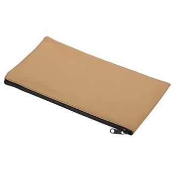 Waterproof Zipper Bag Leatherette Small Compact Bills Bank Deposit Storage Pouch for Office