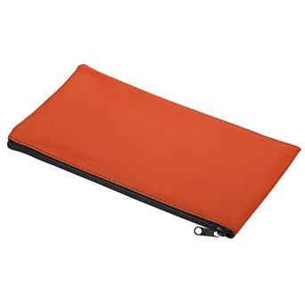 Waterproof Zipper Bag Leatherette Small Compact Bills Bank Deposit Storage Pouch for Office