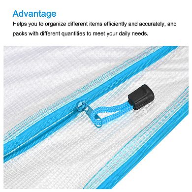Mesh Zipper Bags, A4 Size Plastic Zip File Pouch Document Folders for Home Office Travel