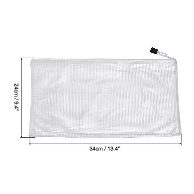 Mesh Zipper Bags, A4 Size Plastic Zip File Pouch Document Folders for Home Office Travel