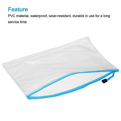 Mesh Zipper Bags, A4 Size Plastic Zip File Pouch Document Folders for Home Office Travel