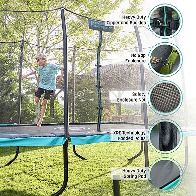 Skywalker Trampolines Signature Series 9x15 Ft Outdoor Trampoline With Enclosure - Teal/black