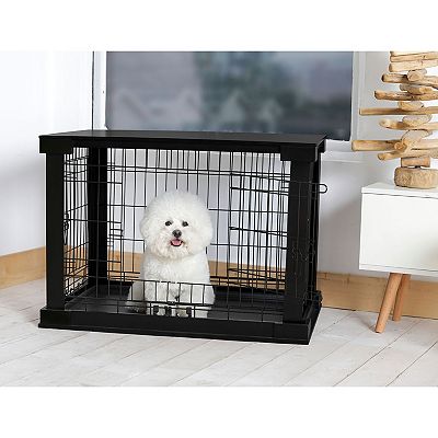 Merry Products Decorative Pet Cage w Protection Box End Table Black