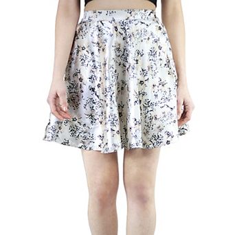 Women's Floral Satin High Elastic Waist Mini A-line Skirt