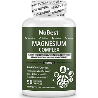 NuBest Magnesium Complex, Powerful Blend for Relaxation, Bone Strength & Muscle Health, 90 Capsules