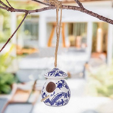 Home Essentials Blue & White Hanging Bird House