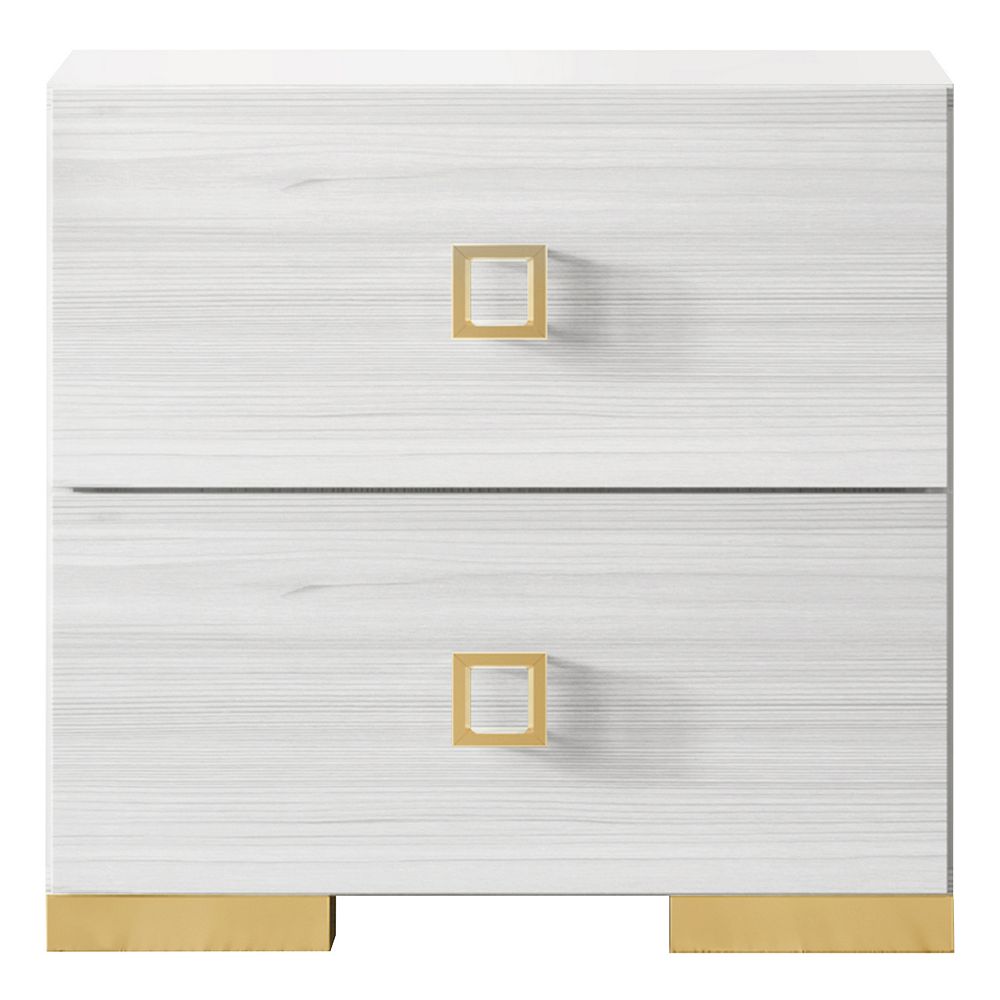 Barcelona White Modern Nightstand with 2 Drawers