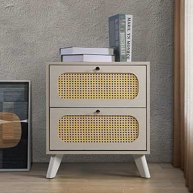 Minimalist Nightstand In Antique White