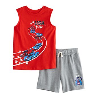 Boys 4-8 Jumping Beans® 4th of July Knit Muscle Tee & Short 2 pc Set