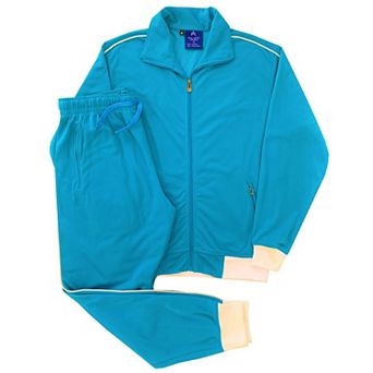 Men 2 pc Classic Jogger Tracksuit Track Jacket & Trackpants Solid Plain Outfit