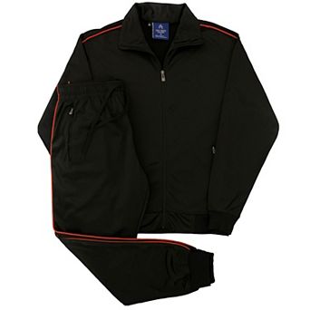 Men 2 pc Classic Jogger Tracksuit Track Jacket & Trackpants Solid Plain Outfit