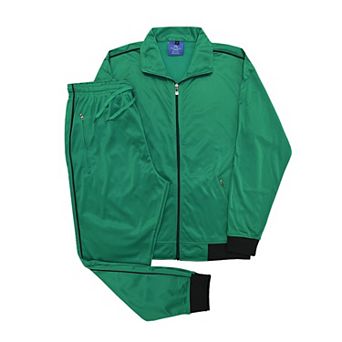 Men 2 pc Classic Jogger Tracksuit Track Jacket & Trackpants Solid Plain Outfit