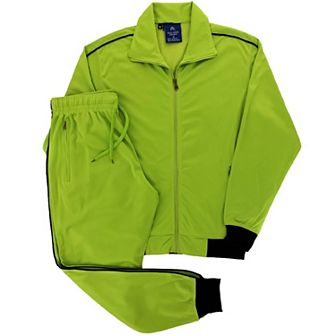 Men 2 pc Classic Jogger Tracksuit Track Jacket & Trackpants Solid Plain Outfit