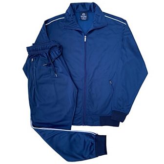 Men 2 pc Classic Jogger Tracksuit Track Jacket & Trackpants Solid Plain Outfit