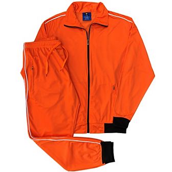 Men 2 pc Classic Jogger Tracksuit Track Jacket & Trackpants Solid Plain Outfit