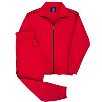 Men 2 pc Classic Jogger Tracksuit Track Jacket & Trackpants Solid Plain Outfit