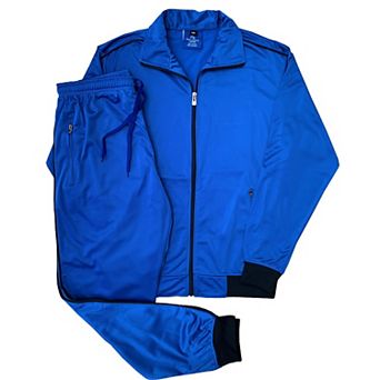 Men 2 pc Classic Jogger Tracksuit Track Jacket & Trackpants Solid Plain Outfit