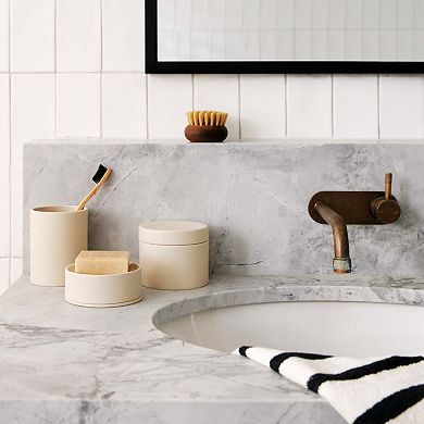 Sabbia Soap Dish - Stoneware With Matte Exterior And Gloss Interior - 10cm X 4cm