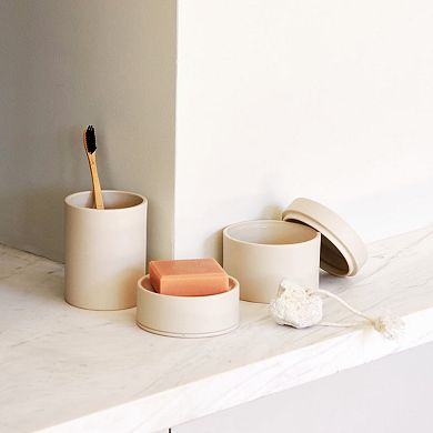 Sabbia Soap Dish - Stoneware With Matte Exterior And Gloss Interior - 10cm X 4cm