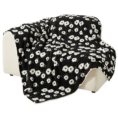 Allisandro Midnight Gardenia Jacquard Wool & Faux Fur Pet Blanket
