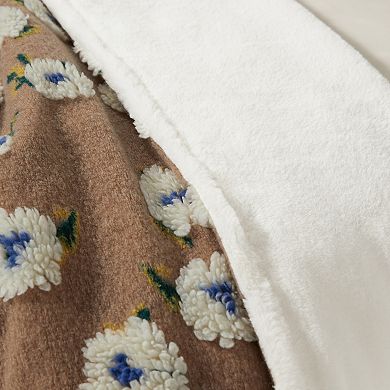 Allisandro Midnight Gardenia Jacquard Wool & Faux Fur Pet Blanket