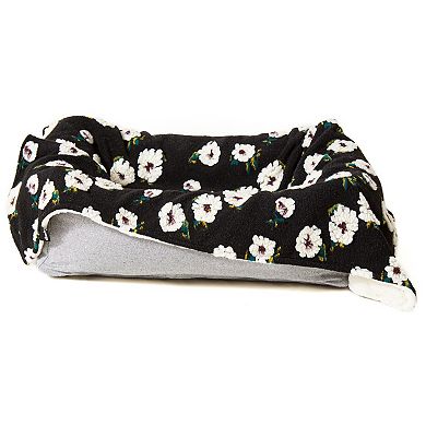 Allisandro Midnight Gardenia Jacquard Wool & Faux Fur Pet Blanket