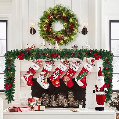 Christmas Wreath, Pre-Lit Battery Powered Xmas Wreath for Front Door