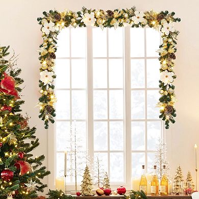 6FT Pre-Lit Christmas Garland, Xmas Garland for Mantle Staircase Table