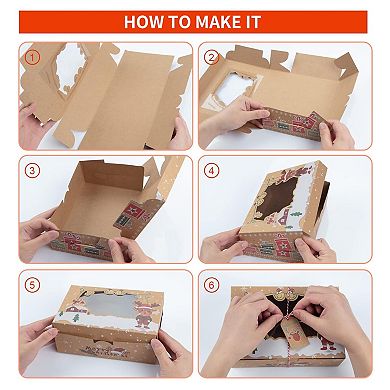 12 Pack Christmas Cookie Boxes, Foldable Treat Box with Window, for Pastries and Gift Giving