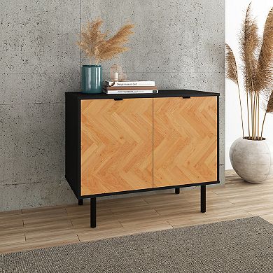 MANHATTAN COMFORT Liam Mid-Century Modern 2-Shelf Accent Cabinet