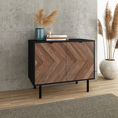 MANHATTAN COMFORT Liam Mid-Century Modern 2-Shelf Accent Cabinet