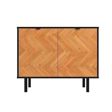 MANHATTAN COMFORT Liam Mid-Century Modern 2-Shelf Accent Cabinet