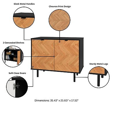 MANHATTAN COMFORT Liam Mid-Century Modern 2-Shelf Accent Cabinet