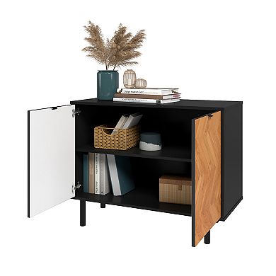 MANHATTAN COMFORT Liam Mid-Century Modern 2-Shelf Accent Cabinet