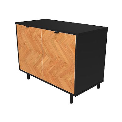 MANHATTAN COMFORT Liam Mid-Century Modern 2-Shelf Accent Cabinet