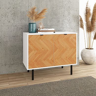 MANHATTAN COMFORT Liam Mid-Century Modern 2-Shelf Accent Cabinet