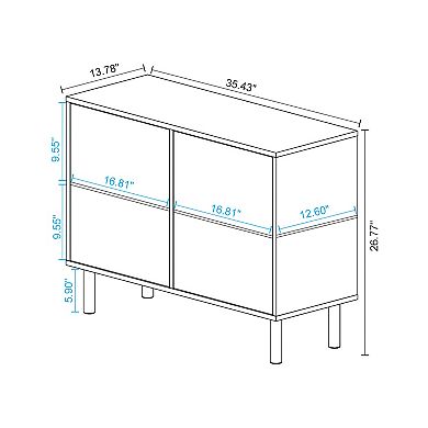 MANHATTAN COMFORT Retro Mid-Century Modern 4-Shelf Accent Cabinet