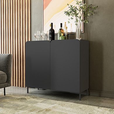 MANHATTAN COMFORT Bogardus Mid-Century Modern 4-Shelf Accent Cabinet