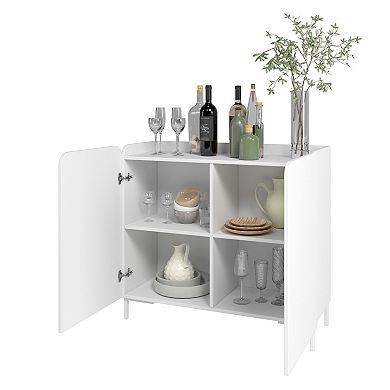 MANHATTAN COMFORT Bogardus Mid-Century Modern 4-Shelf Accent Cabinet