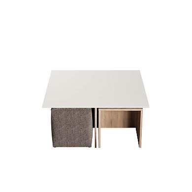 MANHATTAN COMFORT Haley Mid-Century Modern Nested Coffee Table & Ottoman Set