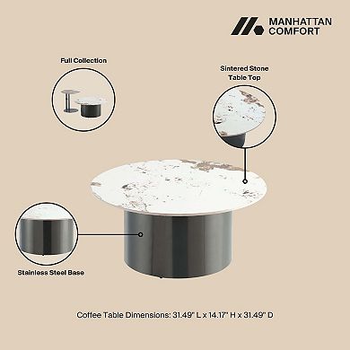 MANHATTAN COMFORT Alondra Modern Sintered Stone Top Coffee Table