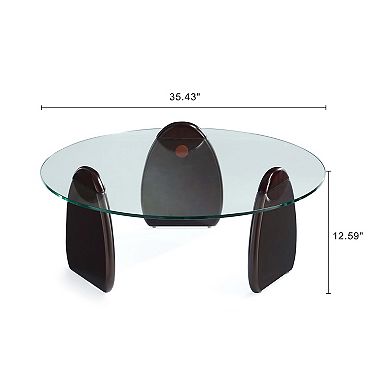 MANHATTAN COMFORT Artesia Modern Tempered Glass Top Coffee Table